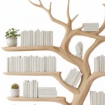 Carved Tree Branch Bookshelf, Handmade Shelf, Rustic Decor
