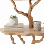 Corner Tree Floating Bookshelf - Handcrafted Driftwood & Solid Wood Shelf