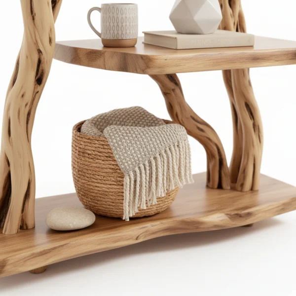 Freestanding Driftwood Nightstand, Rustic Plant Stand & Natural Shelving Furniture