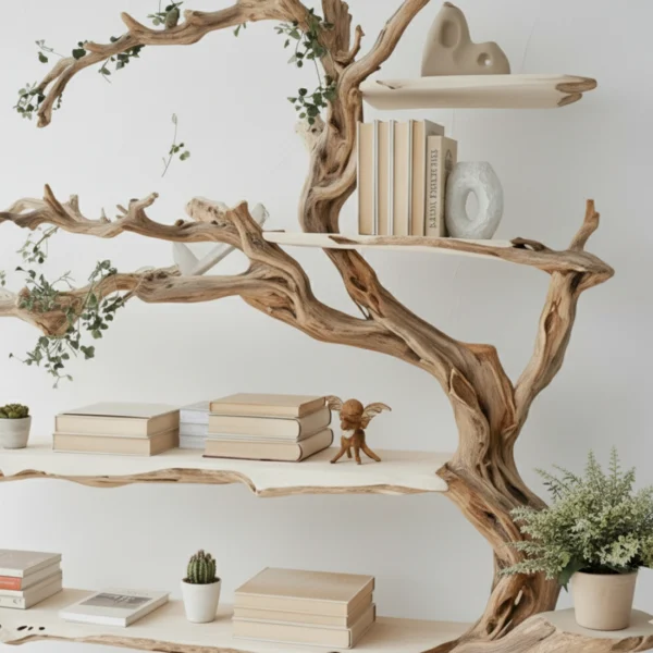 Handcrafted Oak Tree Bookshelf