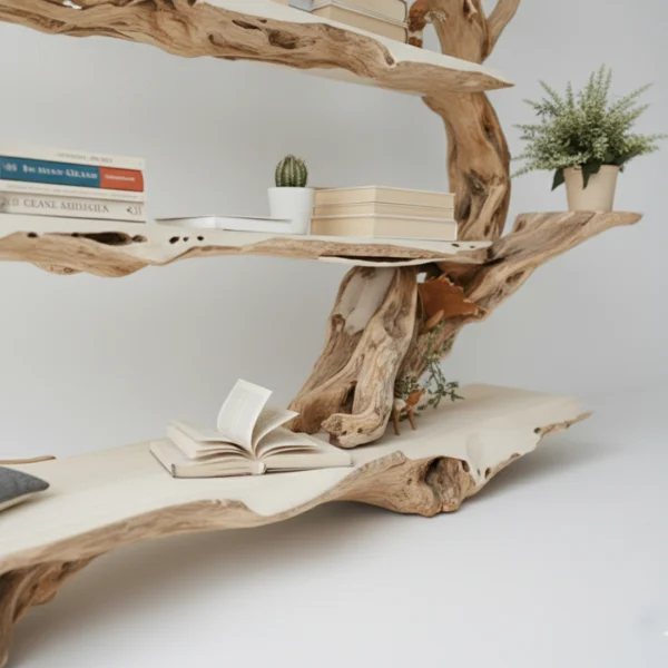 Handcrafted Oak Tree Bookshelf