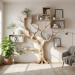 Handcrafted Tree Branch Bookshelf - Rustic Wooden Wall Decor