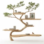Handcrafted Tree Corner Bookcase Natural Wood