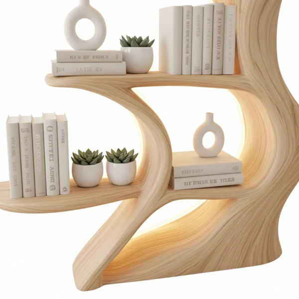 Handcrafted Vertical Wooden Bookcase - Rustic Floating Shelves & Unique Shelf Unit