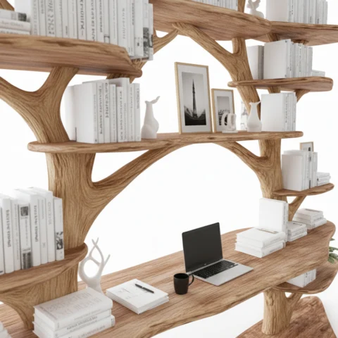 Handmade Floating Live Edge Side Table – Rustic Natural Wood Console for Entryway2