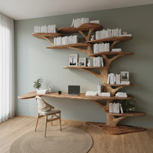 Handmade Floating Live Edge Side Table – Rustic Natural Wood Console for Entryway