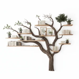 Tree Bookshelf - Handcrafted Solid Wood Wall-Mounted Bookcase