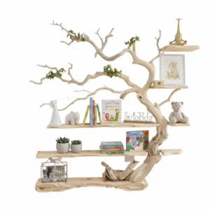 Tree Branch Bookshelf - Live Edge Floating Bookcase, Solid Wood Rustic Decor & Nature-Inspired Display