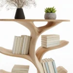 Wall-Mounted Tree Bookshelf - Handmade Vertical Wooden Bookcase for Artistic Interiors