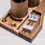 Artisan Walnut Desk Organizer Set - Wooden Organizer with Multi-Compartments Storage