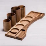 Artisan Walnut Desk Organizer Set - Wooden Organizer with Multi-Compartments Storage