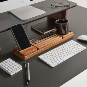 Handcrafted Beech Wood Desk Organizer Set