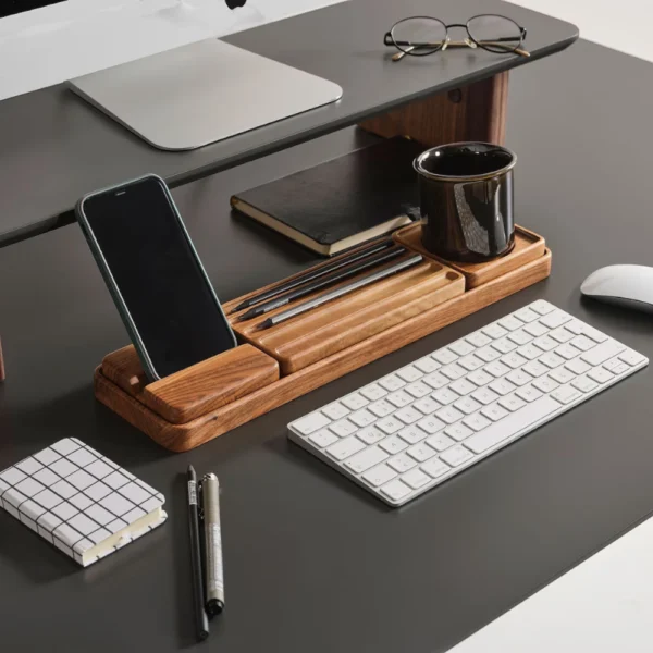 Handcrafted Beech Wood Desk Organizer Set