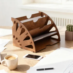 Handcrafted Multi-Tier Plywood Desk Organizer2