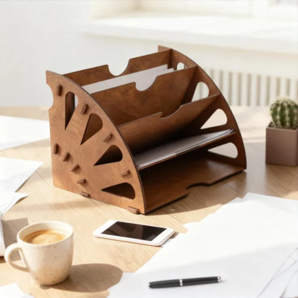 Handcrafted Multi-Tier Plywood Desk Organizer