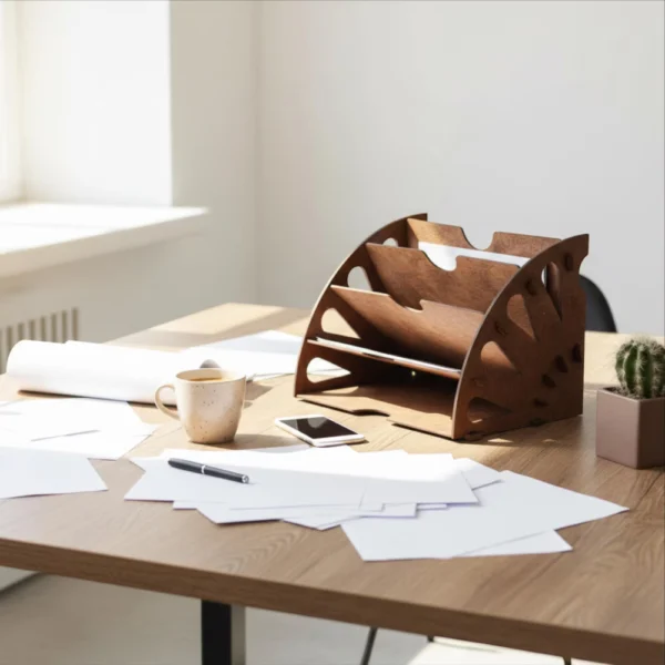 Handcrafted Multi-Tier Plywood Desk Organizer