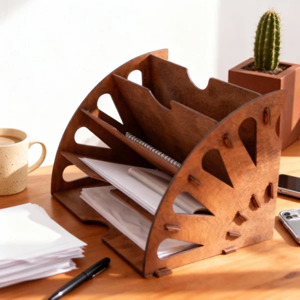 Handcrafted Multi-Tier Plywood Desk Organizer