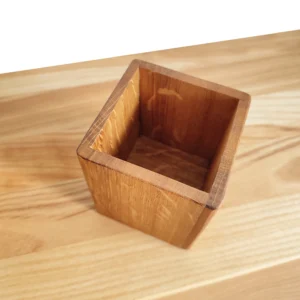 Handcrafted Solid Oak Desk Organizer – Minimalist Wooden Pen Pot2