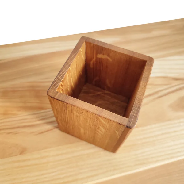 Handcrafted Solid Oak Desk Organizer - Minimalist Wooden Pen Pot