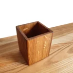Handcrafted Solid Oak Desk Organizer - Minimalist Wooden Pen Pot