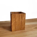 Handcrafted Solid Oak Desk Organizer - Minimalist Wooden Pen Pot