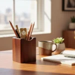 Handcrafted Solid Walnut Desk Organizer - Premium Minimalist Pencil Cup