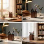 Handcrafted Solid Walnut Desk Organizer - Premium Minimalist Pencil Cup