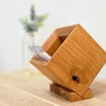 Handcrafted Sustainable Wood Pen Holder - Architectural Desktop Organizer