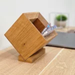 Handcrafted Sustainable Wood Pen Holder - Architectural Desktop Organizer