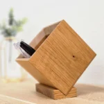 Handcrafted Sustainable Wood Pen Holder - Architectural Desktop Organizer