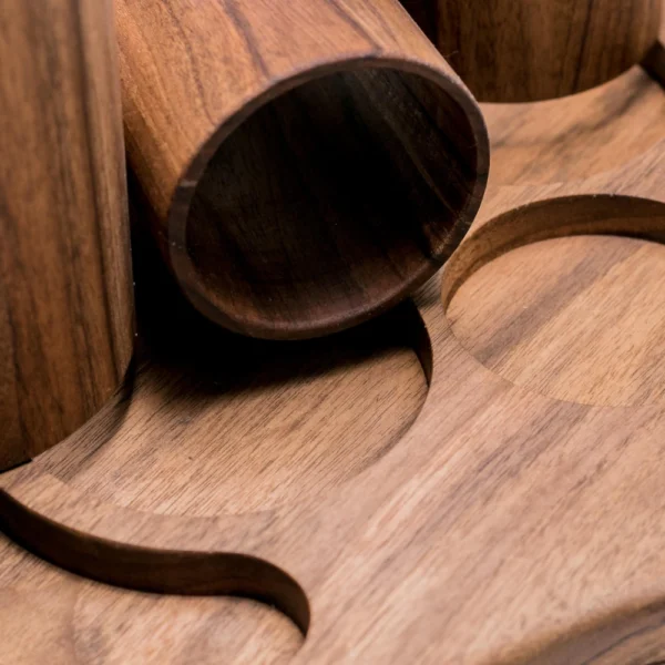 Handcrafted Wooden Desk Organizer - Pen Holder with Removable Cups