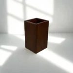 Minimalist Solid Walnut Pen Holder - Artisan Desk Organizer & Stationery Caddy