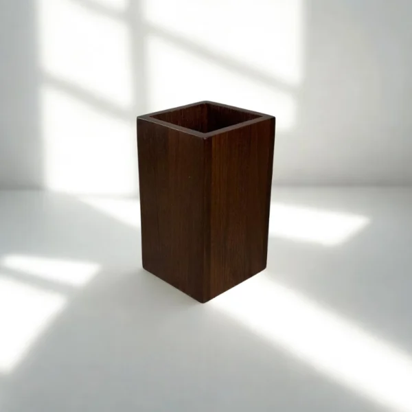 Minimalist Solid Walnut Pen Holder - Artisan Desk Organizer & Stationery Caddy