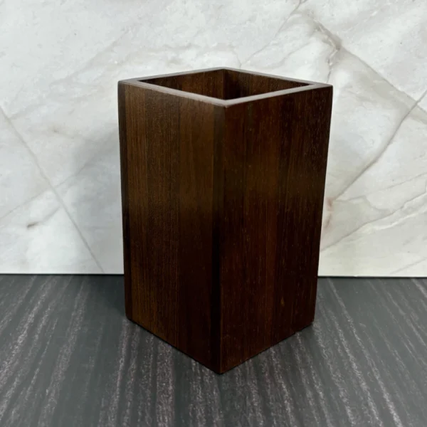 Minimalist Solid Walnut Pen Holder - Artisan Desk Organizer & Stationery Caddy