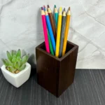 Minimalist Solid Walnut Pen Holder - Artisan Desk Organizer & Stationery Caddy