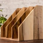 Office File Holder - Handmade Wooden Folder Stand for Desk Storage