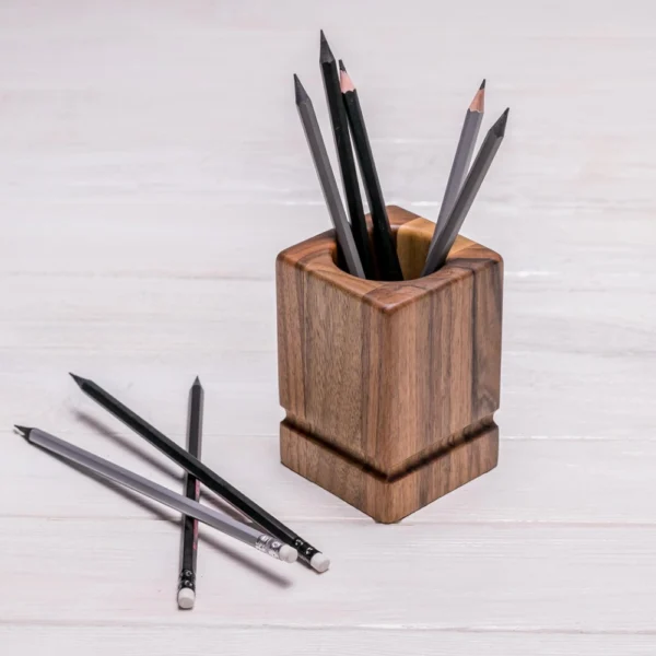 Personalized Artisan Walnut Pen Holder - Handcrafted Goblet Desk Organizer