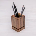 Personalized Artisan Walnut Pen Holder - Handcrafted Goblet Desk Organizer