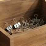 Rustic Wooden Desk Organizer Set - Minimalist Office Supply Storage Box