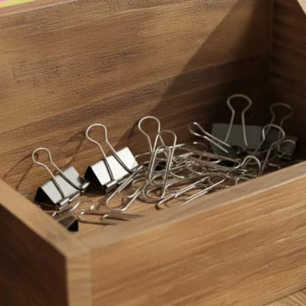 Rustic Wooden Desk Organizer Set - Minimalist Office Supply Storage Box