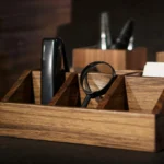 Walnut Office Desk Organizer Set - Wooden Office Accessories