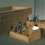 Walnut Office Desk Organizer Set - Wooden Office Accessories