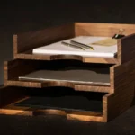 Walnut Office Desk Organizer Set - Wooden Office Accessories
