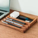 Wooden Desk Organizer - Catch All Tray & Pen Holder