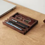 Wooden Desk Organizer - Catch All Tray & Pen Holder
